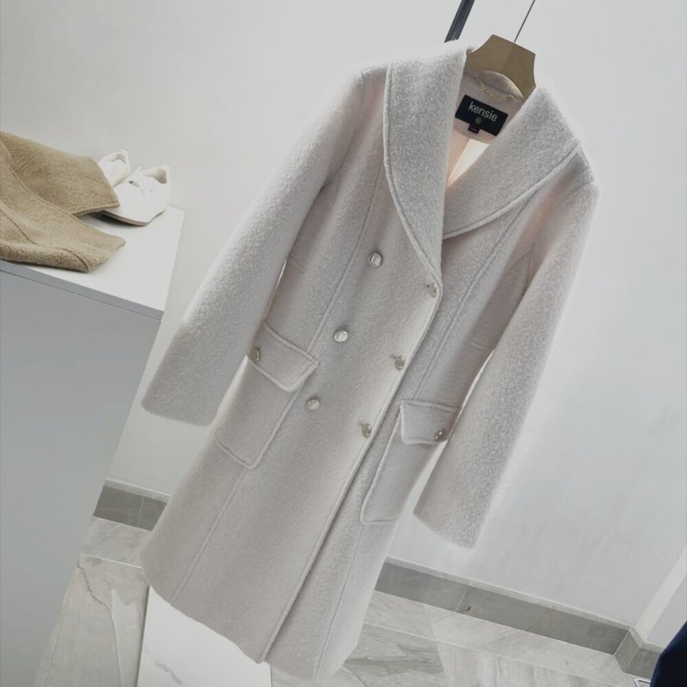 New Kensie Women’s Double-Breasted Wool-Blend Coat